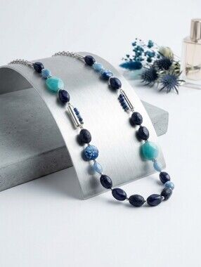 Silver and blues necklace